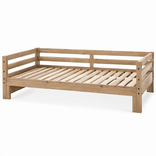 Eenpersoonsbedframe 90 x 200 cm van massief grenenhout in naturel met lattenbodem