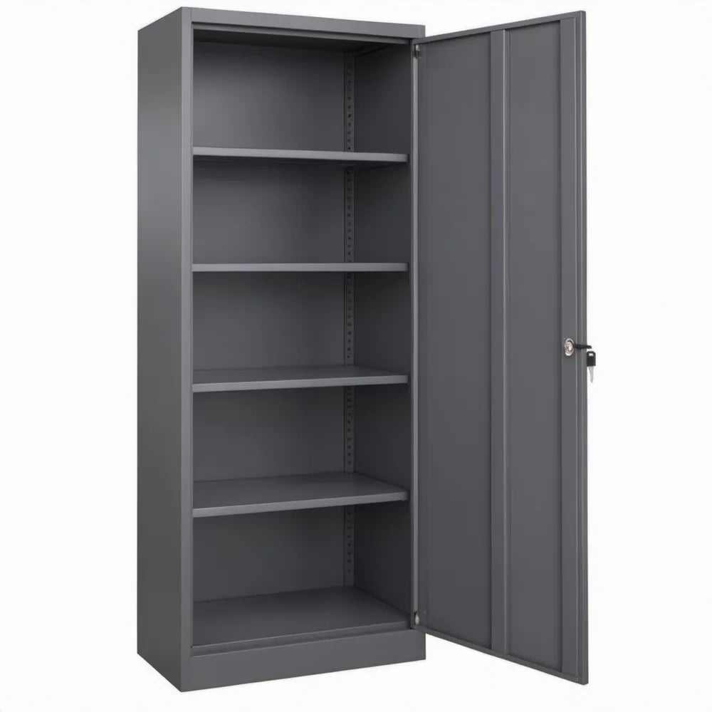 Stalen opbergkast 180 x 80 x 40 cm Antraciet met 2 deuren en 4 verstelbare legplanken