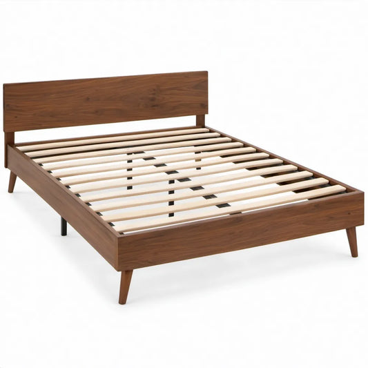 Tweepersoonsbed 160 x 200 cm in walnootbruin met lattenbodem